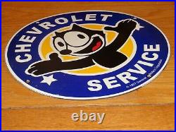 Vintage 1957 Felix The Cat Chevrolet 12 Porcelain Metal Truck Gasoline Oil Sign