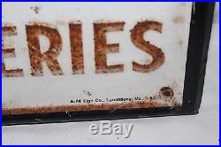 Vintage 1957 Willard Car Truck Batteries Gas Station Oil 40 Embossed Metal Sign