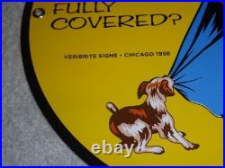 Vintage 1958 Aaa Automobile Club Woman +dog 11 3/4 Porcelain Metal Gas Oil Sign