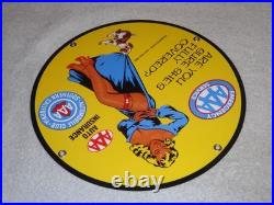 Vintage 1958 Aaa Automobile Club Woman +dog 11 3/4 Porcelain Metal Gas Oil Sign