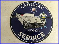Vintage 1958 Cadillac Car Service Division Dealer Porcelain Metal Sign