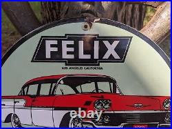Vintage 1958 Felix Dealer Car Porcelain Metal Advertising Sign 12