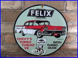 Vintage 1958 Felix Dealership Car Dealer Metal Porcelain Advertising Sign 12