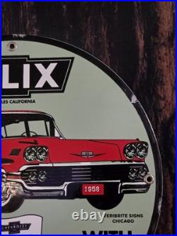 Vintage 1958 Felix Dealership Car Dealer Metal Porcelain Advertising Sign 12