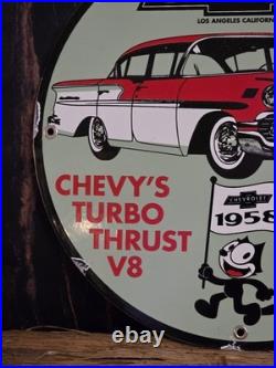 Vintage 1958 Felix Dealership Car Dealer Metal Porcelain Advertising Sign 12