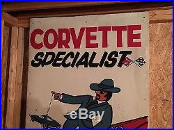 Vintage 1960's Chevrolet Chevy Corvette Parts Sign Custom Period Huge Garage