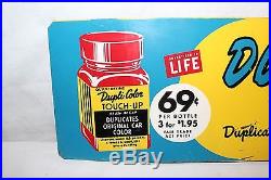 Vintage 1960's Dupli-Color Car Paint Paints Gas Oil 2 Sided 18 Metal Sign