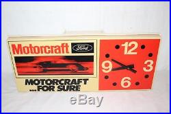 Vintage 1960's Ford Motorcraft Racing Car Gas Oil 24 Lighted Clock Sign