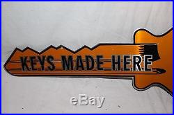 Vintage 1960's Ilco Keys Made Locksmith Car Key Gas Station 32 Metal Sign