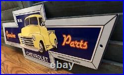 Vintage 1961 Dated Chevrolet 17.5 Porcelain Like Genuine Parts Dealership Sign