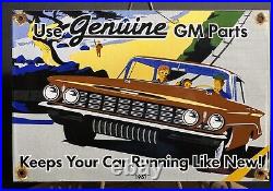 Vintage 1961 Dated Genuine Gm Parts Porcelain Dealership Sign Chevy Car Truck