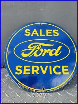 Vintage 1962 Ford Porcelain Sign Old Dealer Service Sales Dept Car Fomoco Gas