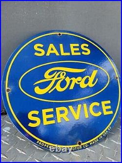 Vintage 1962 Ford Porcelain Sign Old Dealer Service Sales Dept Car Fomoco Gas