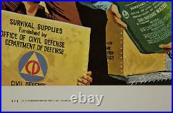 Vintage 1963 U. S. Civil Defense Propaganda Train Car Advertising Poster Cold War