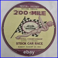 Vintage 1964 Trenton NJ Speedway Stock Car Race Porcelain Sign Rare