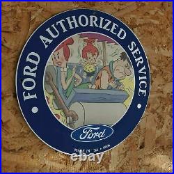 Vintage 1966 Ford Automobile Authorized Service Porcelain Gas & Oil Pump Sign
