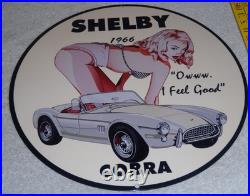 Vintage 1966 Ford Shelby Cobra Sports Car & Woman 12 Metal Gasoline & Oil Sign
