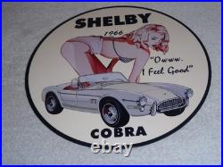 Vintage 1966 Ford Shelby Cobra Sports Car & Woman 12 Metal Gasoline & Oil Sign