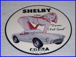 Vintage 1966 Ford Shelby Cobra Sports Car & Woman 12 Metal Gasoline & Oil Sign