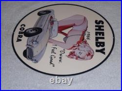 Vintage 1966 Ford Shelby Cobra Sports Car & Woman 12 Metal Gasoline & Oil Sign