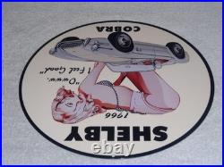 Vintage 1966 Ford Shelby Cobra Sports Car & Woman 12 Metal Gasoline & Oil Sign