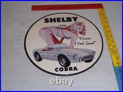 Vintage 1966 Ford Shelby Cobra Sports Car & Woman 12 Metal Gasoline & Oil Sign