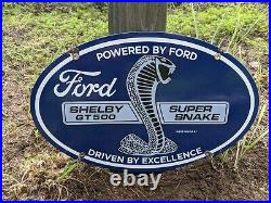 Vintage 1967 Ford Shelby Gt500 Super Snake Porcelain Metal Dealer Sign Cobra