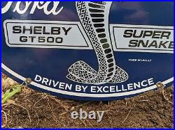 Vintage 1967 Ford Shelby Gt500 Super Snake Porcelain Metal Dealer Sign Cobra