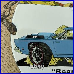 Vintage 1967 Plymouth Chrysler Auto Service 12 Inch Porcelain Enamel Sign