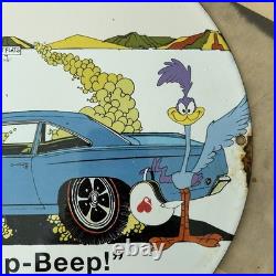 Vintage 1967 Plymouth Chrysler Auto Service 12 Inch Porcelain Enamel Sign