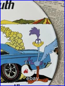 Vintage 1967 Plymouth Chrysler Auto Service 12 Inch Porcelain Enamel Sign