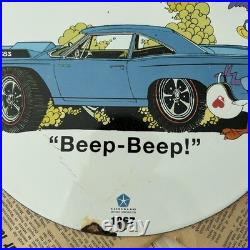 Vintage 1967 Plymouth Chrysler Auto Service 12 Inch Porcelain Enamel Sign