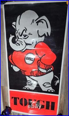 Vintage 1969 Elephant OPEL TOUGH Car Dealership Banner Super Rare GM