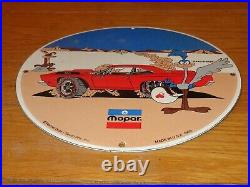 Vintage 1969 Plymouth Road Runner 11 3/4 Porcelain Metal Car Gasoline Oil Sign