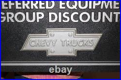 Vintage 1970's Chevrolet Trucks Preferred Equipment Discount 23 Embossed Sign