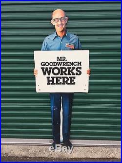 Vintage 1970's MR GOODWRENCH 6' Metal Stand-Up GM Collectible Auto/Car Sign