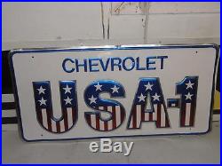 Vintage 1970s Embossed USA-1 Sign Chevrolet Chevelle Camaro Nova Pickup Corvette