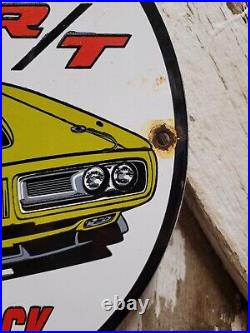 Vintage 1971 Dodge Charger Porcelain Sign 440 Muscle Car Dealer Gas Advertising