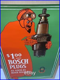 Vintage 1973 Bosch Spark Plug Magneto Wall Poster Garage Auto Decor Red Devil