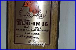 Vintage 1976 Auto Haus VW Bug iN 16 2nd place Trophy
