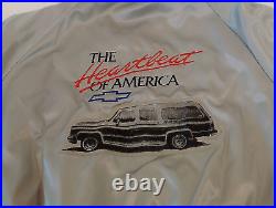 Vintage 1980s Chevy Dealer Satin Jacket Coat Chevrolet SUBURBAN Employee XXL