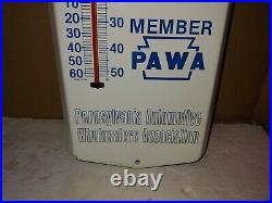 Vintage 1986 E & S Auto Parts Wall Thermometer Sign, 24x8, Works, Aston, Delco, Penna