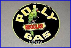 Vintage 24 Polly Parrot Double Sided Dealership Porcelain Sign Car Gas Oil