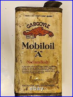 Vintage 30's Gargoyle Mobil-Oil A Tin Can Advertising USA Automobile Vacuum Oil