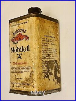 Vintage 30's Gargoyle Mobil-Oil A Tin Can Advertising USA Automobile Vacuum Oil