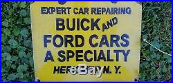 Vintage 30's enamel Sign ford buick old oil automobile car sign new york