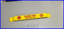 Vintage 32 Golden Shell Door Push Bar Porcelain Sign Car Motorcycle Gas Oil