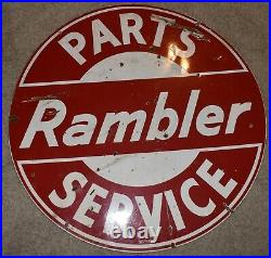 Vintage 42 DSP RAMBLER PART SERVICE Porcelain GAS OIL CAR Auto Advertising SIGN
