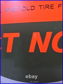 Vintage 50's Metal Tire Insert Store Sale Sign Advertising Gas Mechanic Auto NOS