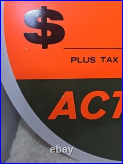 Vintage 50's Metal Tire Insert Store Sale Sign Advertising Gas Mechanic Auto NOS